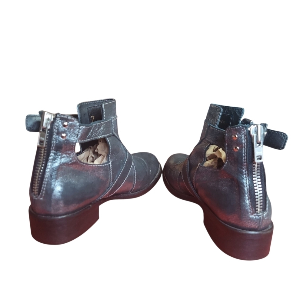 Steven by Steve Madden Italian Leather Buckle Moto Ankle Boots 37 Made in Italy - Picture 7 of 15